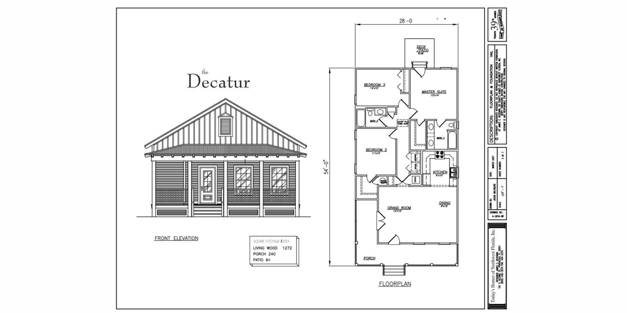 The Decatur floor plan for your custom home by Urban Infill in Pensacola, FL