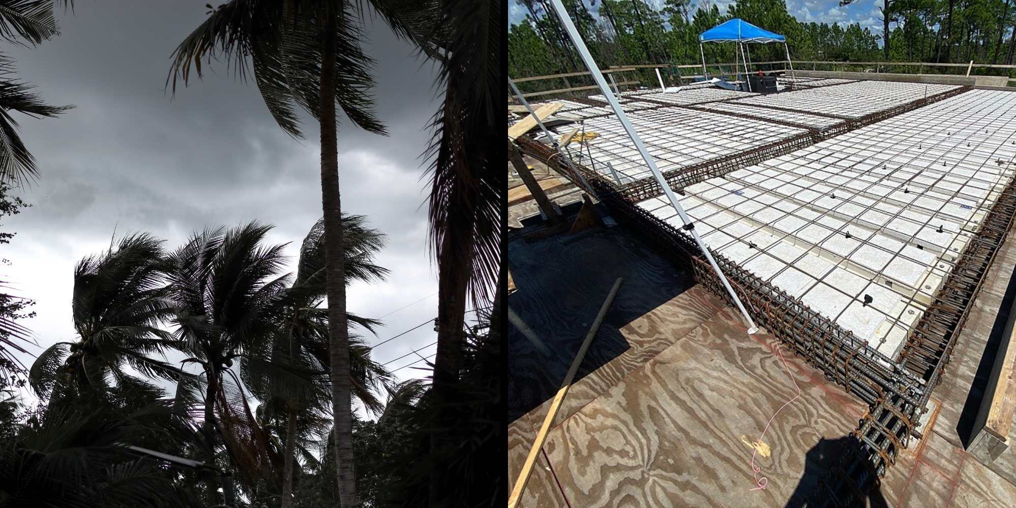 Custom home being constructed in the gulf-coast area with hurricane resistant materials